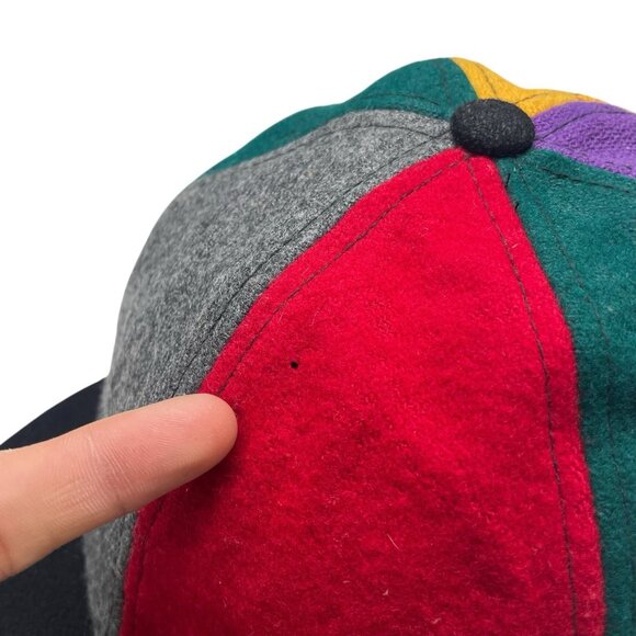 VTG Eastern Accessories Wool Blend Multi Color Colorblock Hat Elastic Strap READ - Picture 11 of 11